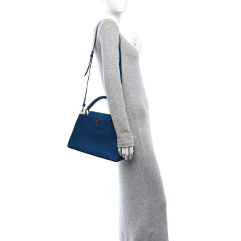 LOUIS VUITTON Taurillon Capucines PM Petrole Blue