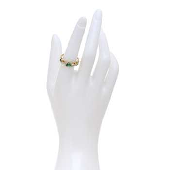 DAVID YURMAN 18K Yellow Gold Emerald Diamond 7mm Stax Chain Link Ring 54 7