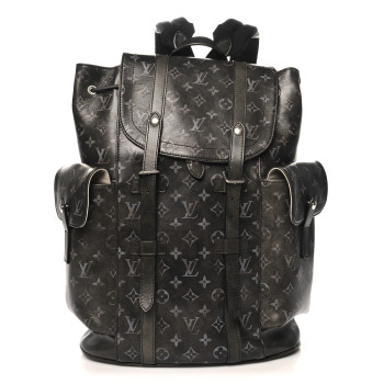 LOUIS VUITTON Brushed Monogram Eclipse Christopher MM Backpack Black