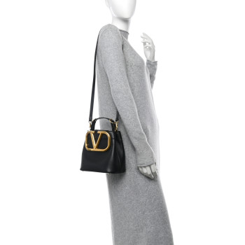 VALENTINO GARAVANI Smooth Calfskin Supervee Top Handle Bag Black