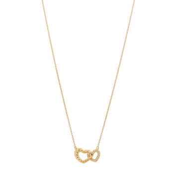 DAVID YURMAN 18K Yellow Gold Diamond Cable Collectibles Interlocking Heart Pendant Necklace