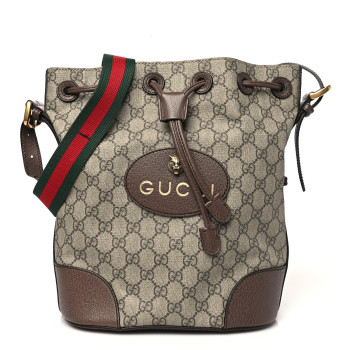 GUCCI GG Supreme Monogram Neo Vintage Drawstring Bucket Backpack Beige New Acero Crop