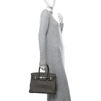 HERMES Taurillon Clemence Birkin 30 Etain HERMES Taurillon Clemence Birkin 30 Etain