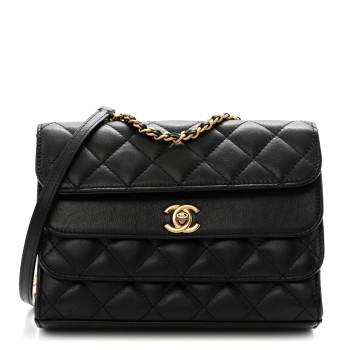 CHANEL Calfskin Quilted Triple Flap Black