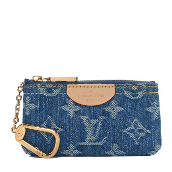 LOUIS VUITTON Monogram Denim Key Pouch Denim Blue