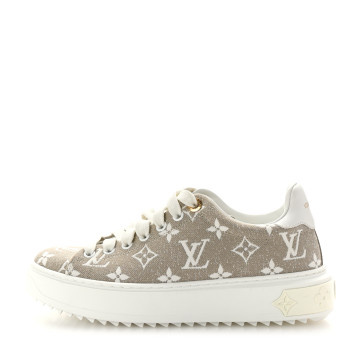 LOUIS VUITTON Denim Monogram Time Out Sneakers 36 Beige