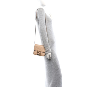 FENDI Vitello King Crystal Fab Crossbody Bag Rosewood Mustard
