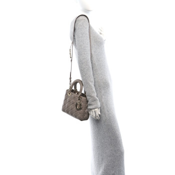 CHRISTIAN DIOR Lambskin Cannage Small My ABCDior Lady Dior Taupe