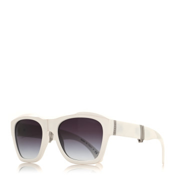 CHANEL Acetate Metal Crystal Square Folding Sunglasses 6055-B White
