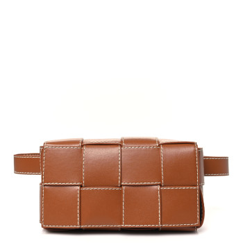 BOTTEGA VENETA Calfskin Maxi Intreccio Mini Cassette Belt Bag Wood