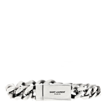 SAINT LAURENT Metal Curb Chain Bracelet Oxidized Silver
