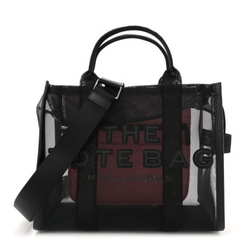 MARC JACOBS Nylon The Mesh Medium Tote Bag Black Pink