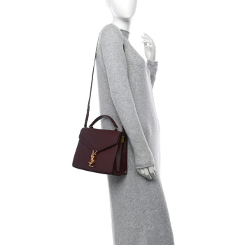 SAINT LAURENT Grain de Poudre Medium Classic Monogram Cassandra Top Handle Rouge Legion