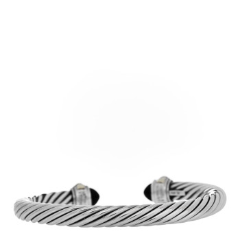 DAVID YURMAN Sterling Silver 14K Yellow Gold Black Onyx 7mm Cable Classics Bracelet