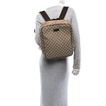 GUCCI Monogram Travel Backpack Dark Brown