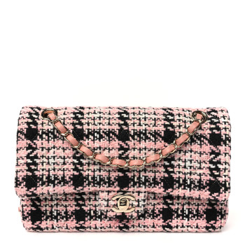 CHANEL Tweed Quilted Medium Rectangular Flap Pink Black White CHANEL Tweed Quilted Medium Rectangular Flap Pink Black White