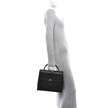 CHANEL Caviar Quilted Jumbo Kelly Flap Black
