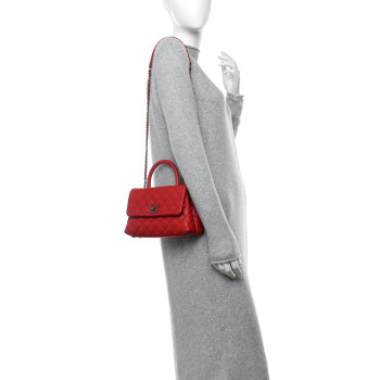 CHANEL Caviar Quilted Mini Coco Handle Flap Red