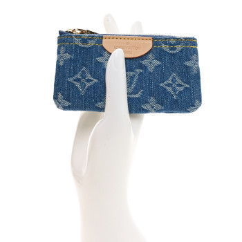 LOUIS VUITTON Monogram Denim Key Pouch Denim Blue