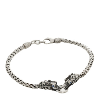 JOHN HARDY Sterling Silver Blue Sapphire Double Dragon Head Legends Naga Bracelet