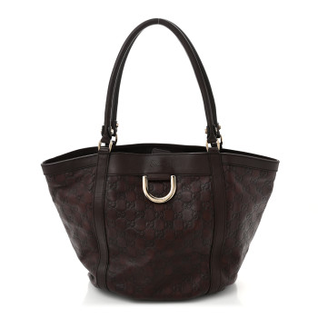 GUCCI Guccissima Medium D Gold Tote  Dark Brown