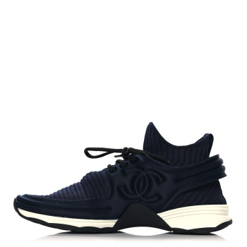 CHANEL Stretch Fabric CC Sneakers 40 Black