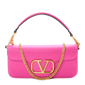 VALENTINO GARAVANI Calfskin Vlogo Loco Shoulder Bag Pink PP
