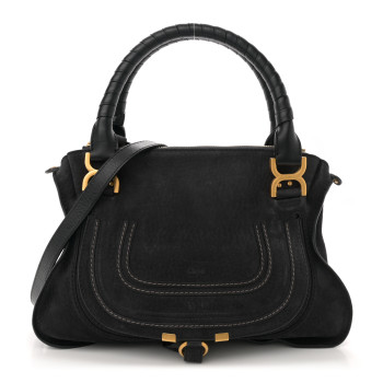 CHLOE Nubuck Calfskin Medium Marcie Satchel Black