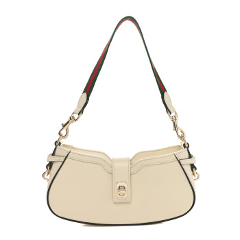 GUCCI Calfskin Mini Moon Side Shoulder Bag Ivory