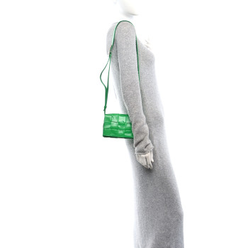 BOTTEGA VENETA Paper Calfskin Maxi Intreccio Small Cassette Crossbody Bag Grass