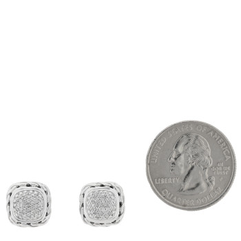JOHN HARDY Sterling Silver Diamond Classic Chain Square Earrings
