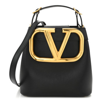 VALENTINO GARAVANI Smooth Calfskin Supervee Top Handle Bag Black