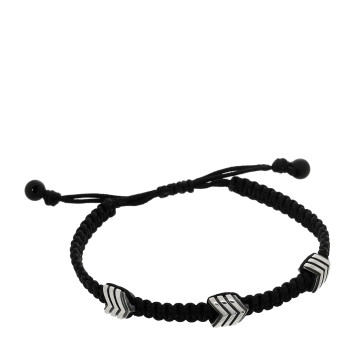 DAVID YURMAN Sterling Silver Nylon Chevron Bracelet Black