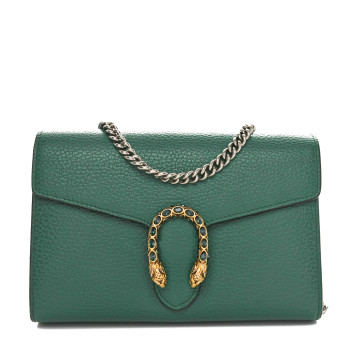 GUCCI Calfskin Mini Dionysus Chain Wallet Emerald