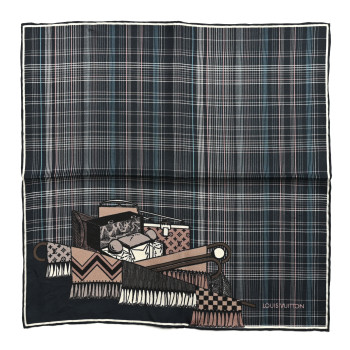 LOUIS VUITTON Silk Monogram Plaid Pocket Square Scarf