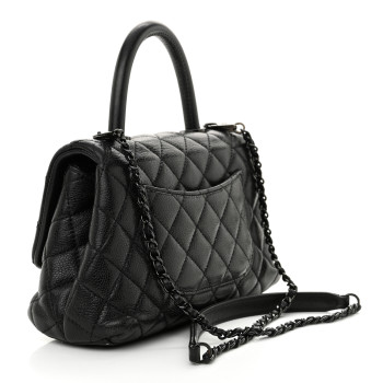 CHANEL Caviar Quilted Mini Coco Handle Flap So Black
