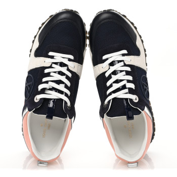 LOUIS VUITTON Suede Calfskin Run Away Sneakers 36.5 Blue Pink White
