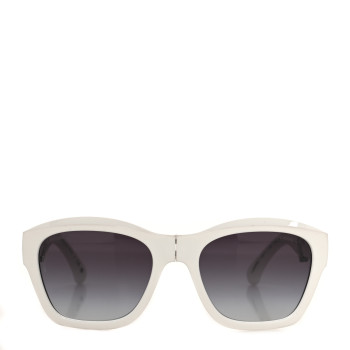 CHANEL Acetate Metal Crystal Square Folding Sunglasses 6055-B White