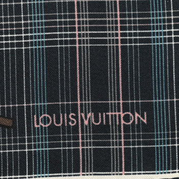 LOUIS VUITTON Silk Monogram Plaid Pocket Square Scarf