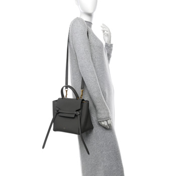 CELINE Grained Calfskin Micro Belt Bag Grey