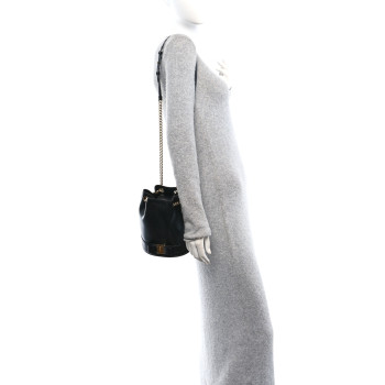 SALVATORE FERRAGAMO Calfskin Vara Bow Bucket Bag Black