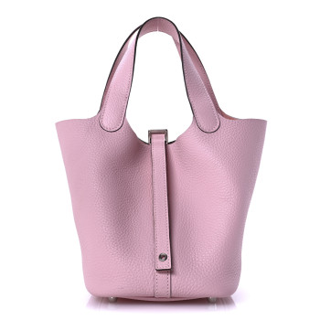 HERMES Taurillon Clemence Picotin Lock 18 PM Rose Sakura