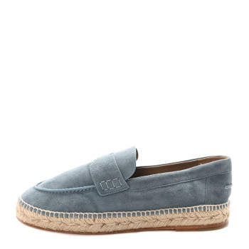 HERMES Suede Goatskin Womens Trip Espadrilles 38 Bleu Pinede