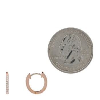 ROBERTO COIN 18K Rose Gold Diamond Classic Huggie Hoop Earrings