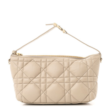 CHRISTIAN DIOR Calfskin Macrocannage Medium Diortravel Nomad Pouch Sand