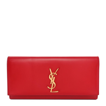 SAINT LAURENT Calfskin Monogram Cassandre Clutch Rouge Orient