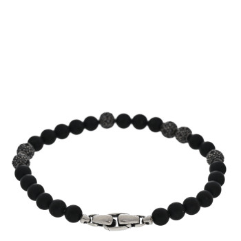 DAVID YURMAN Sterling Silver Black Diamond Black Onyx 6mm Spiritual Beads Bracelet