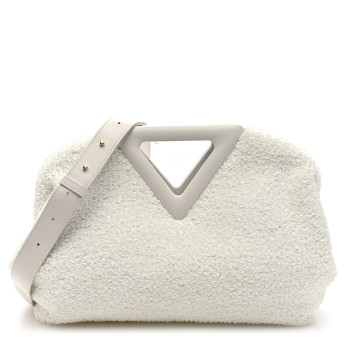 BOTTEGA VENETA Boucle Curly Raffia The Point Triangle Bag Chalk