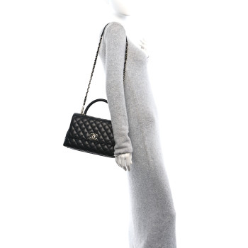 CHANEL Caviar Quilted Small Coco Handle Flap Black