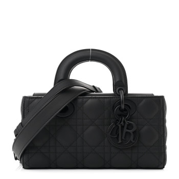 CHRISTIAN DIOR Ultra Matte Calfskin Cannage Medium Lady D-Joy Black